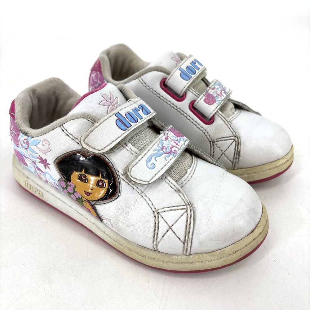 Y2K 2008 Nickelodeon Jr Dora The Explorer White Pink Tennis Shoes Size 11 Girls‎